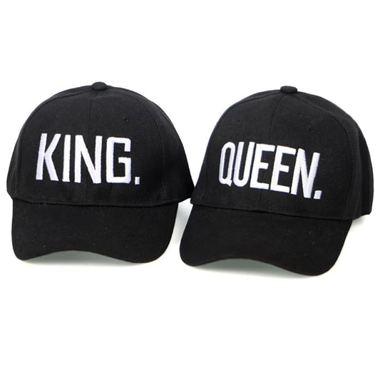 New Women's Letter Embroidered Baseball Cap King and Queen Snapback Hats Couple Hip Hop Style Hats Outdoor Casual Cotton Sun Hat